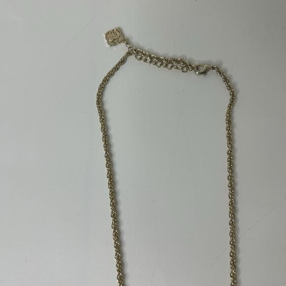 Kendra Scott Rayne Gold Tassel Green Stone 32" Long Chain Pendant Necklace - Picture 4 of 5